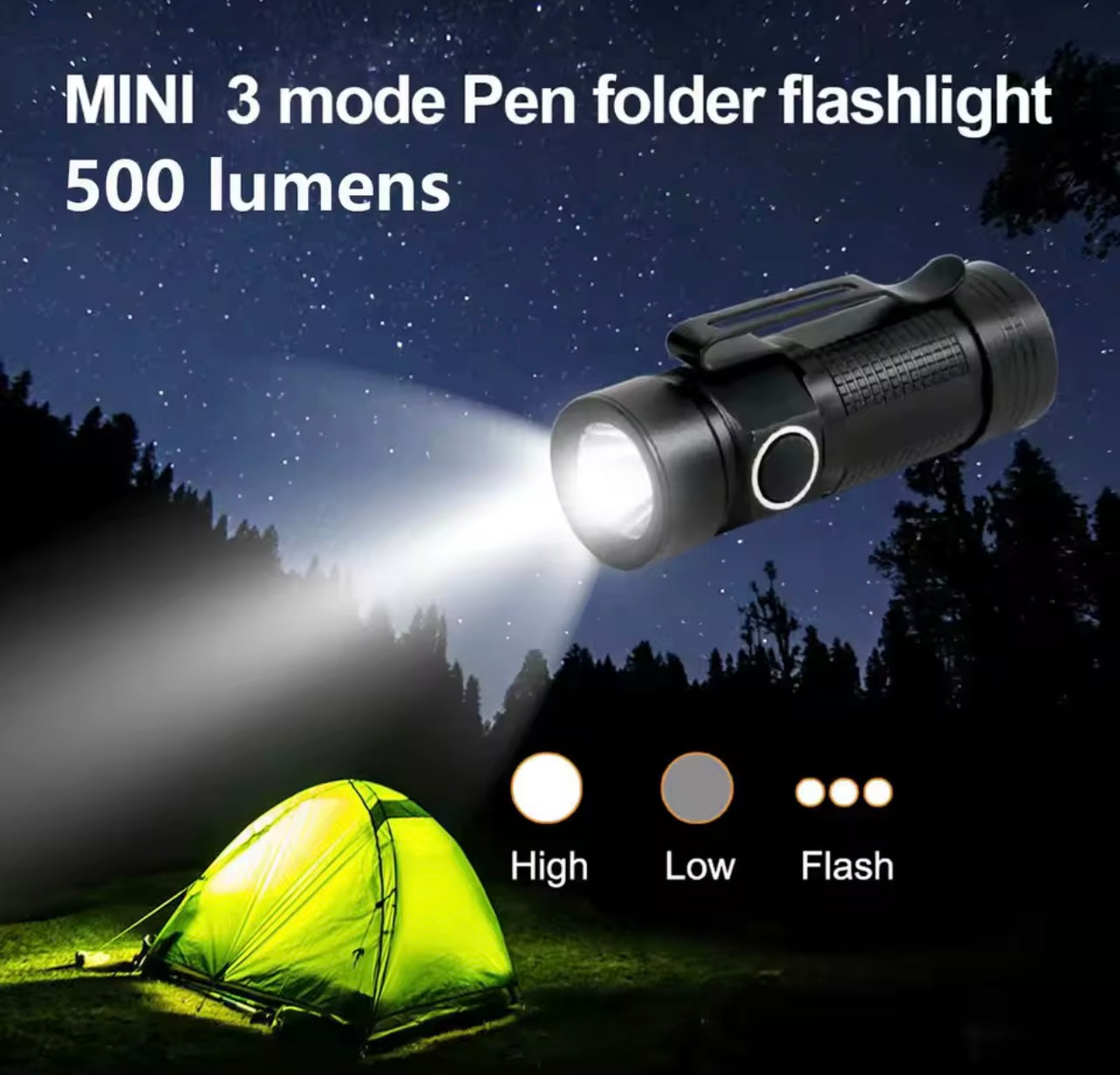 Linterna mini 500 lúmenes + batería
